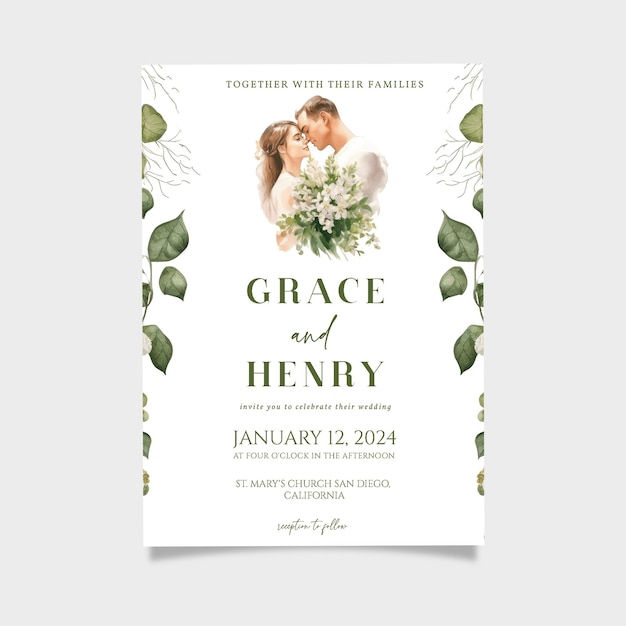 Wallpaper #hDGhNZMB5zzyi_yY6Vf9176 Premium Psd Greenery Wedding Invitation Template Download Printable