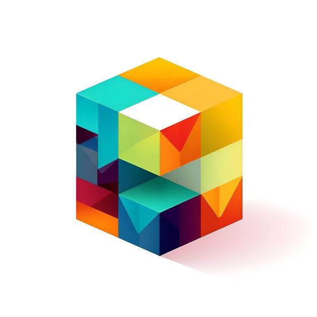 Wallpaper #qx07LZMBlOZrFDOk4M_h27 Premium Photo Abstract Cube Geometric Icon 3D Colorful Logo Design
