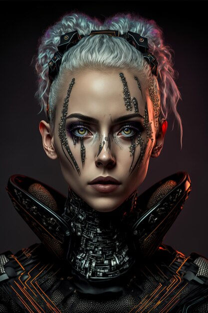 Wallpaper #EW18bJcBycdYOYFTC3Oh11 Premium Photo Gas Masked Goddess Cyberpunk Femme Fatale in Neon AI