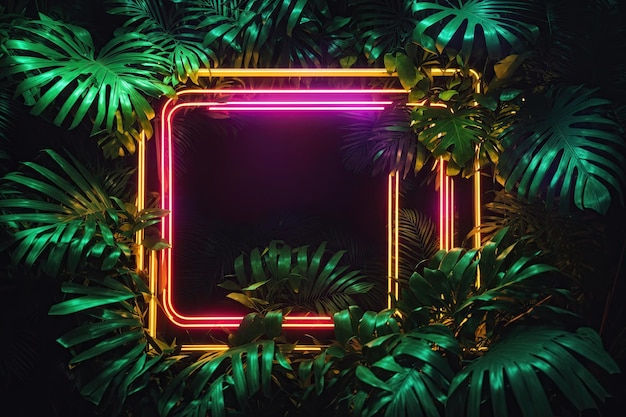Wallpaper #aWjwE5MBSpphPi3-TAKb76 Premium AI Image Jungle Creative Neon Light Cyber Frame AI Generative
