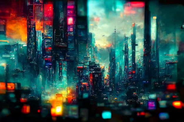 Wallpaper #v5yx4ZIBZHQxiYar0bzY184 Premium Photo Night View City Cyberpunk Style D Rendering