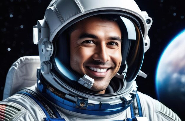 Wallpaper #e2eE_JIBSpphPi3-ZZiW281 Premium Photo Portrait of Asian Astronaut in a Spacesuit in Outer