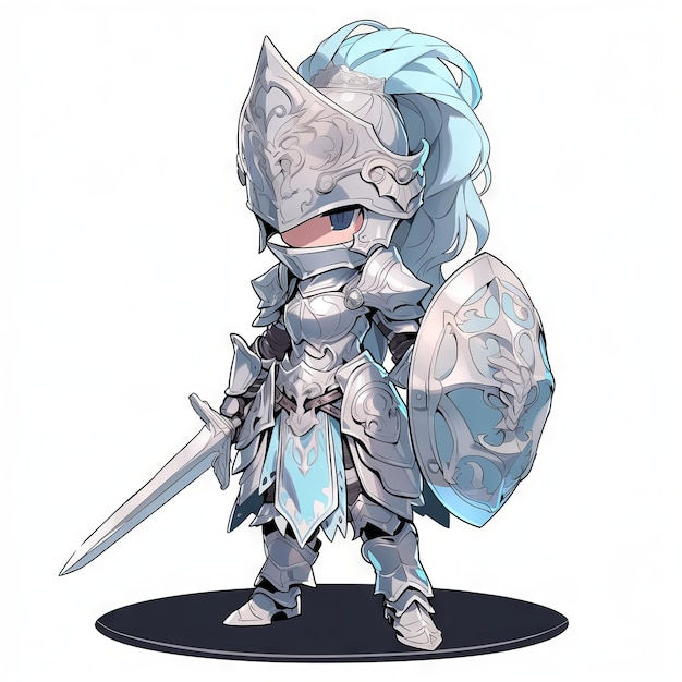 Wallpaper #GK67M5MBayWjSq6H9xzb95 Premium Photo a Fearless Chibi Anime Knight Donning Full Plate Armor