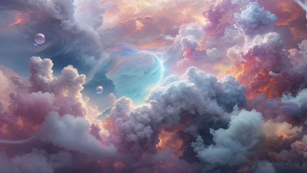 Wallpaper #Lbn33pIBJvJKYCmEEQh2228 Premium AI Image Ethereal Fantasy Concept Art Multicolored Clouds