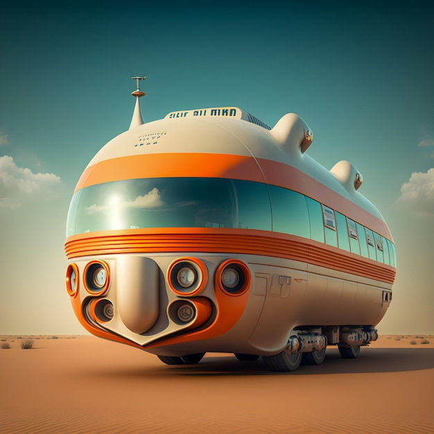 Wallpaper #O3emKJMB-pgBXx60l6uP380 Premium Photo Retro Futurism Hover Bus Illustration