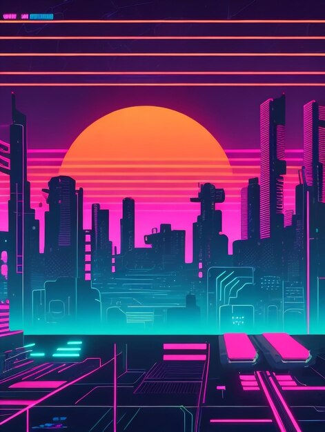Wallpaper #ChqDT5MB1yWOL4qgHH_x99 Premium AI Image Retro Futurism Cyberpunkstyle Background with Scifi