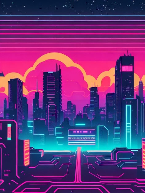 Wallpaper #ChqDT5MB1yWOL4qgHH_x212 Premium AI Image Retro Futurism Cyberpunkstyle Background with Scifi