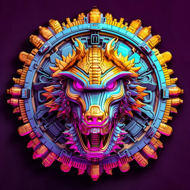 Wallpaper #shyAQJMB8JfcLg2J2fbR72 Premium AI Image a Medallion Cyberpunk Logo Design
