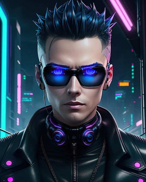 Wallpaper #1WiwJJMBSpphPi3-tDkd46 Premium AI Image Man Cyberpunk Style with Eyeglass