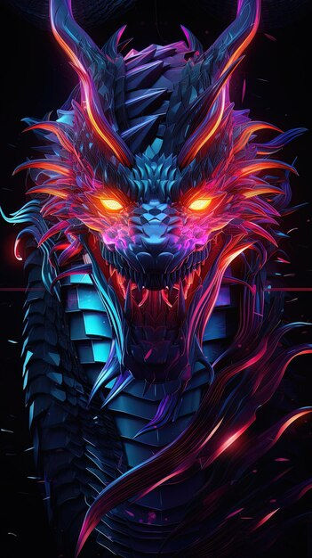 Wallpaper #U7gq25IBJvJKYCmEGfWT196 Premium AI Image Oriental Dragon Neon Modern Art Cover AI Generation