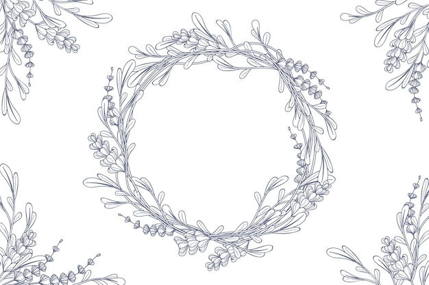 Wallpaper #9R0YLZMBlOZrFDOkn87x371 Free Vector Hand Drawn Floral Outline Background