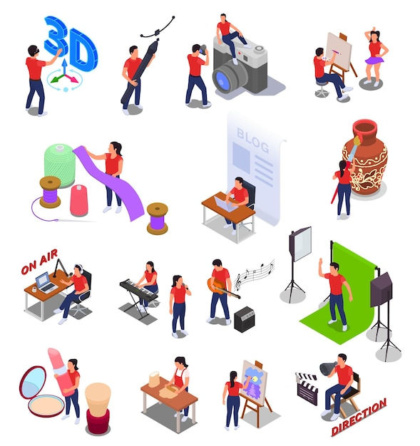 Wallpaper #_neoJ5MB-pgBXx60daZ0351 Free Vector Art and Creative Professions Isometric Icons Set Isolated