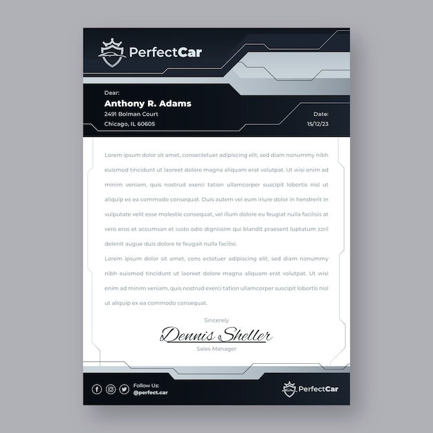 Wallpaper #eEJcPZMBOBpx0NhmC8Qt409 Free Vector Gradient Car Dealer Business Letterhead