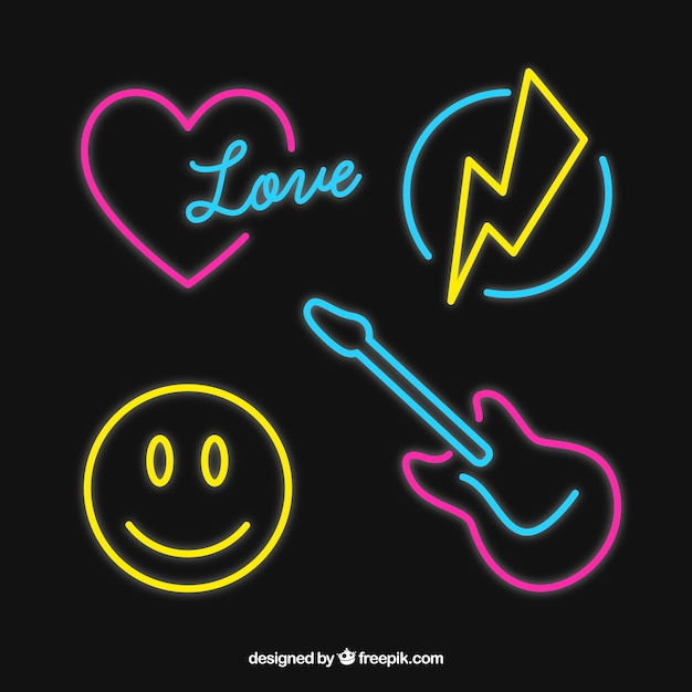 Wallpaper #uGdr8ZIBSpphPi3-MmsY269 Free Vector Selection of Decorative Neon Lights Elements