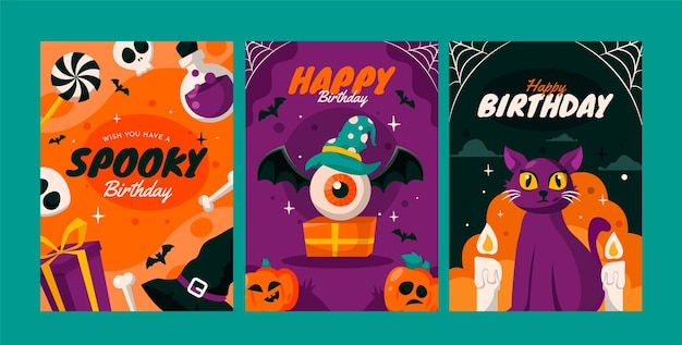 Wallpaper #ITHVNZMB5zzyi_yYzVif96 Free Vector Flat Halloween Birthday Cards Collection