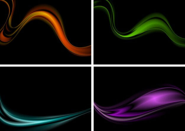 Wallpaper #OWisGZMBSpphPi3-0Bjv96 Premium Vector Colorful Abstract Waves on Black Background Vector