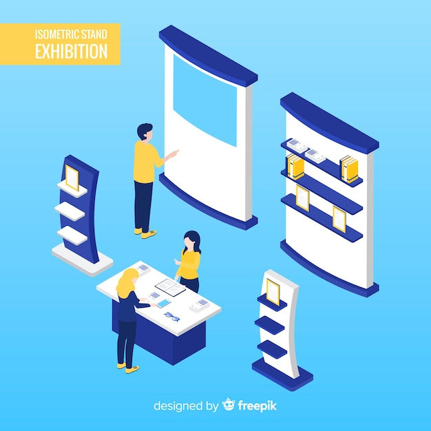 Wallpaper #gGdQ7pIBSpphPi3-YVxF87 Free Vector Commercial Isometric Stand Exhibition Design