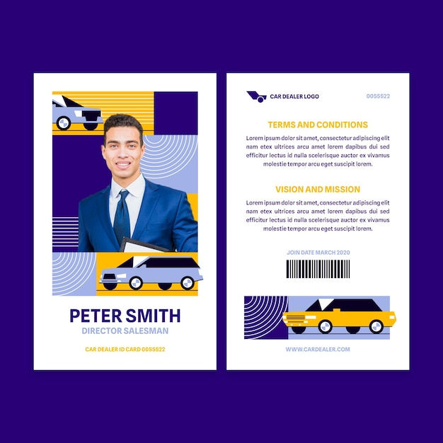 Wallpaper #eEJcPZMBOBpx0NhmC8Qt364 Free Vector Flat Design Car Dealer Id Card
