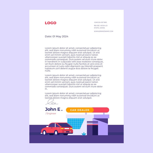 Wallpaper #eEJcPZMBOBpx0NhmC8Qt418 Free Vector Flat Design Car Dealership Letterhead