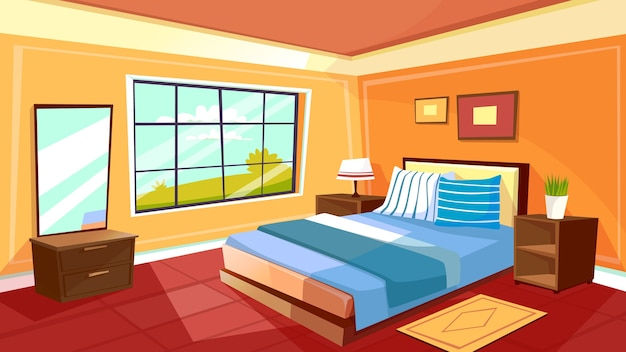Wallpaper #MWcjC5MBSpphPi3-X9jd195 Cartoon Bedroom Interior Background Template Cozy Modern House Room in