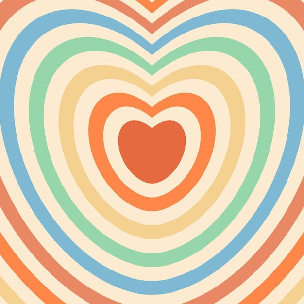 Wallpaper #Xj9NPJMBLiIJ4c9O-pG7242 Rayas Concentricas En Forma De Corazon En Estilo Retro Groovy Fondo