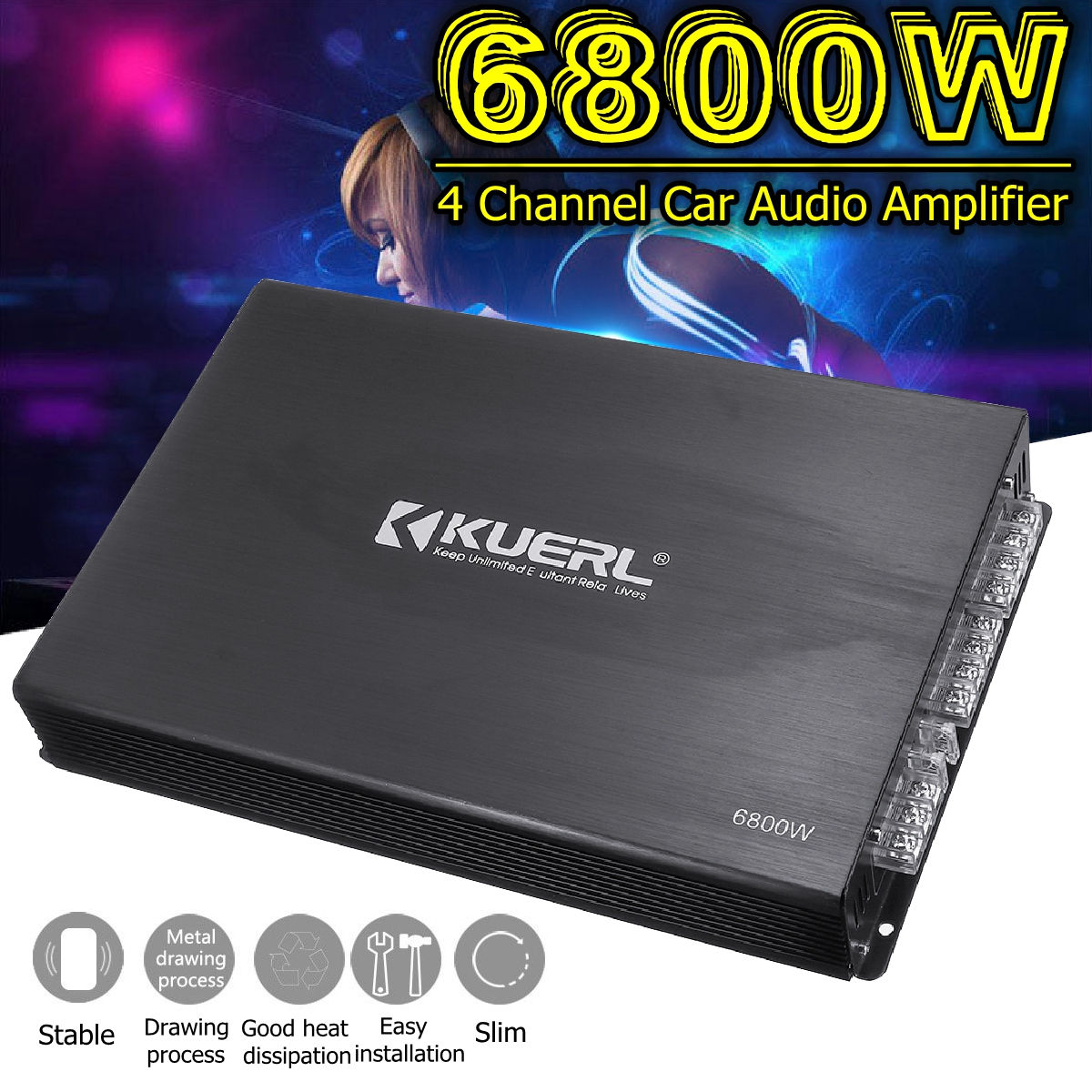 Wallpaper #Vmd4EJMBSpphPi3-_vMf44 Wd628 6800w 4 Channel DC 12v Car Audio Amplifier Aluminium Alloy Car