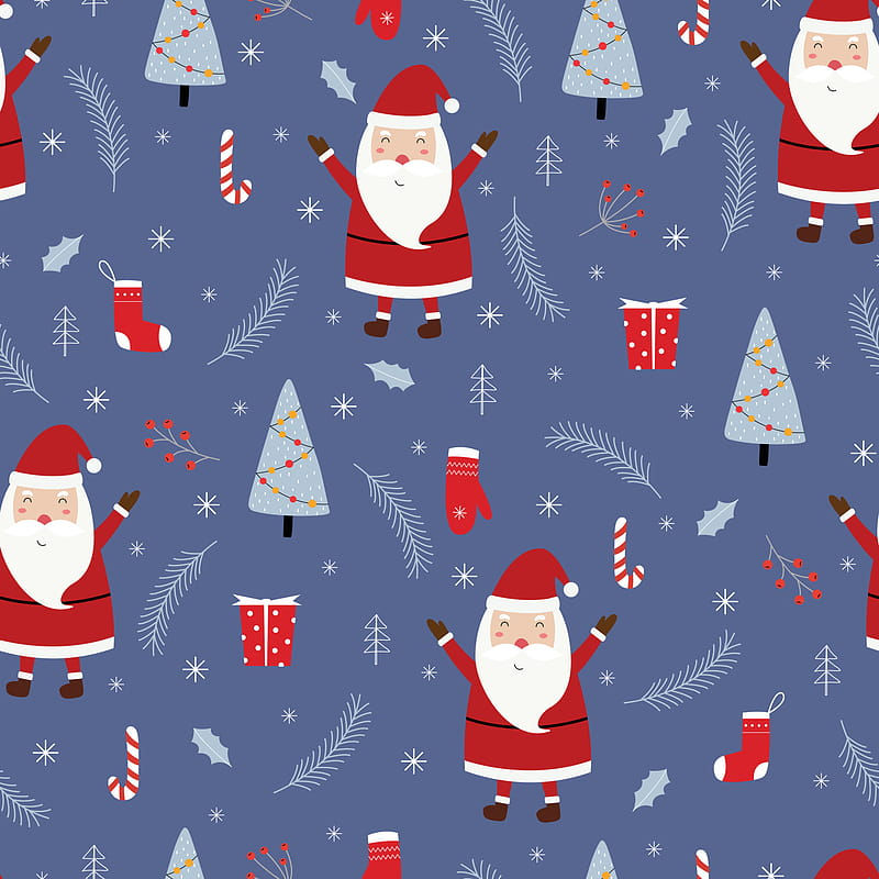 Wallpaper #_bgL2ZIBJvJKYCmEbeqa238 Seamless Pattern Christmas Background Has Santa Claus with Gifts and