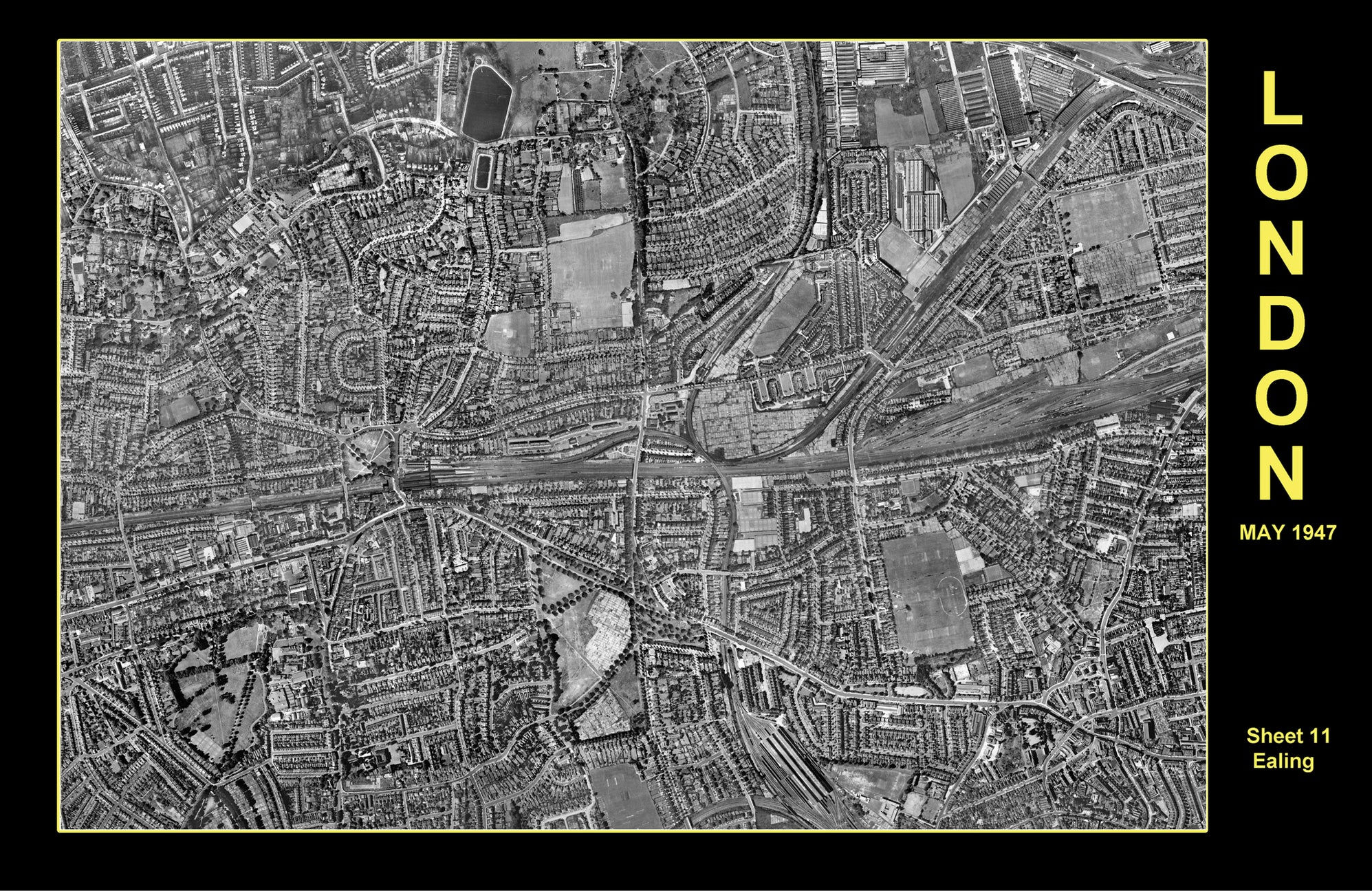 Wallpaper #aECWMZMBJhL2WPbapse-217 Post War 1947 London Aerial Map Ealing I Love Maps