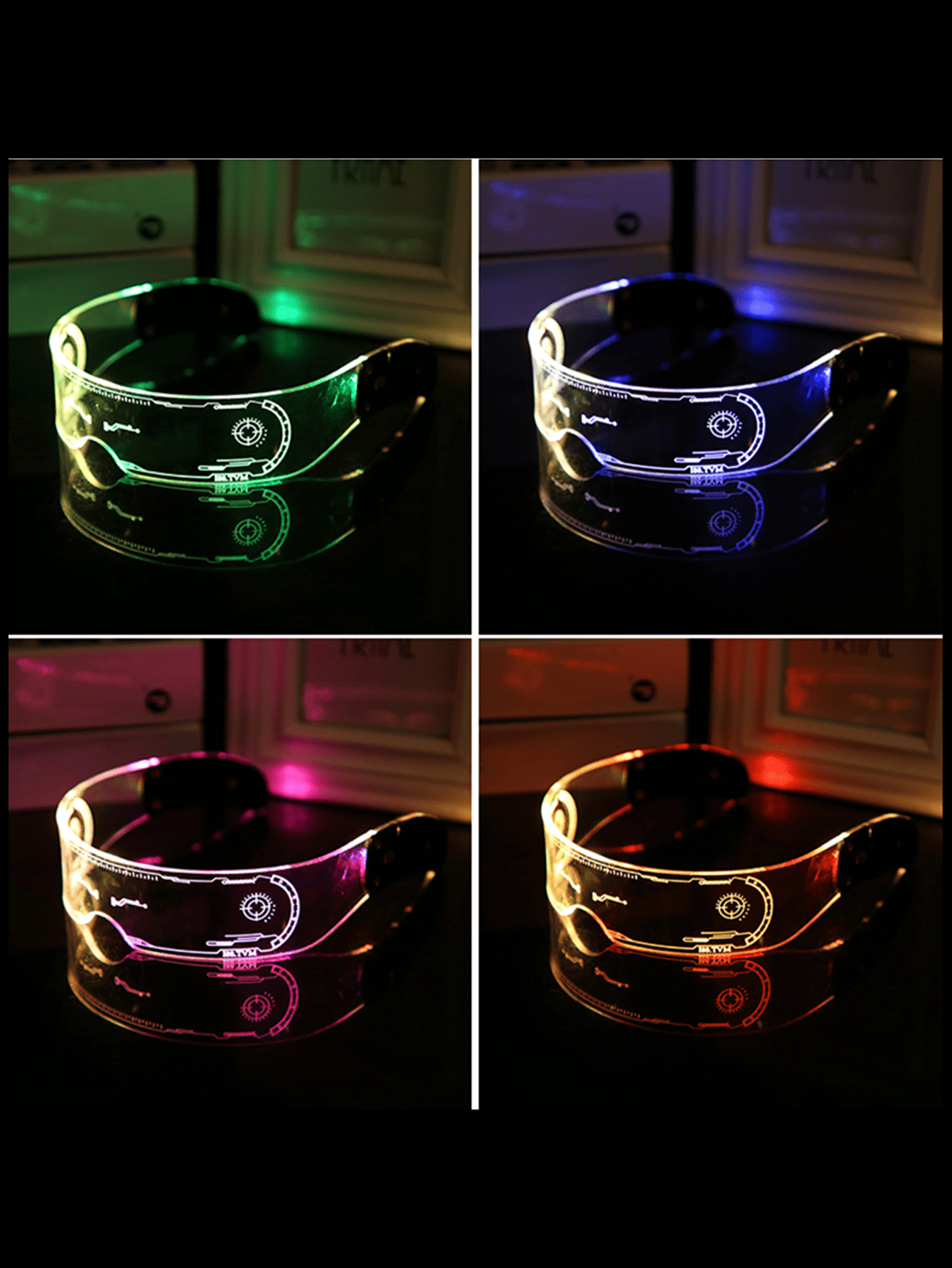 Wallpaper #ITtMbZcBSWmA-tzpYo4d37 1pc Y2k Cyberpunk Retro Futuristic LED Sun Visor Glasses 7 Color