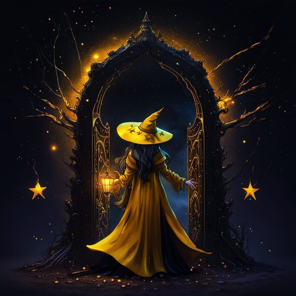 Wallpaper #cKU_N5MBVBiSkHCa8Itg166 Cyber Yellow Witch AI Generated Artwork Nightcafe Creator