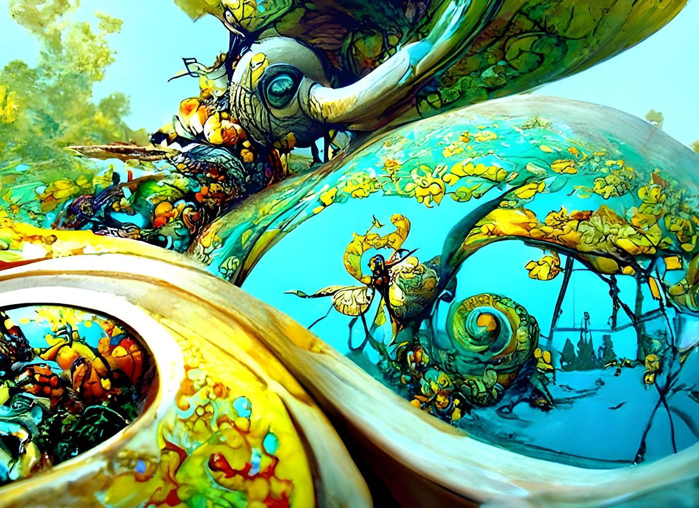 Wallpaper #7DE0NZMB5zzyi_yYk1WD168 A Steampunk Snail Treehouse by Jean Baptiste Monge Leonardo Da Vinci
