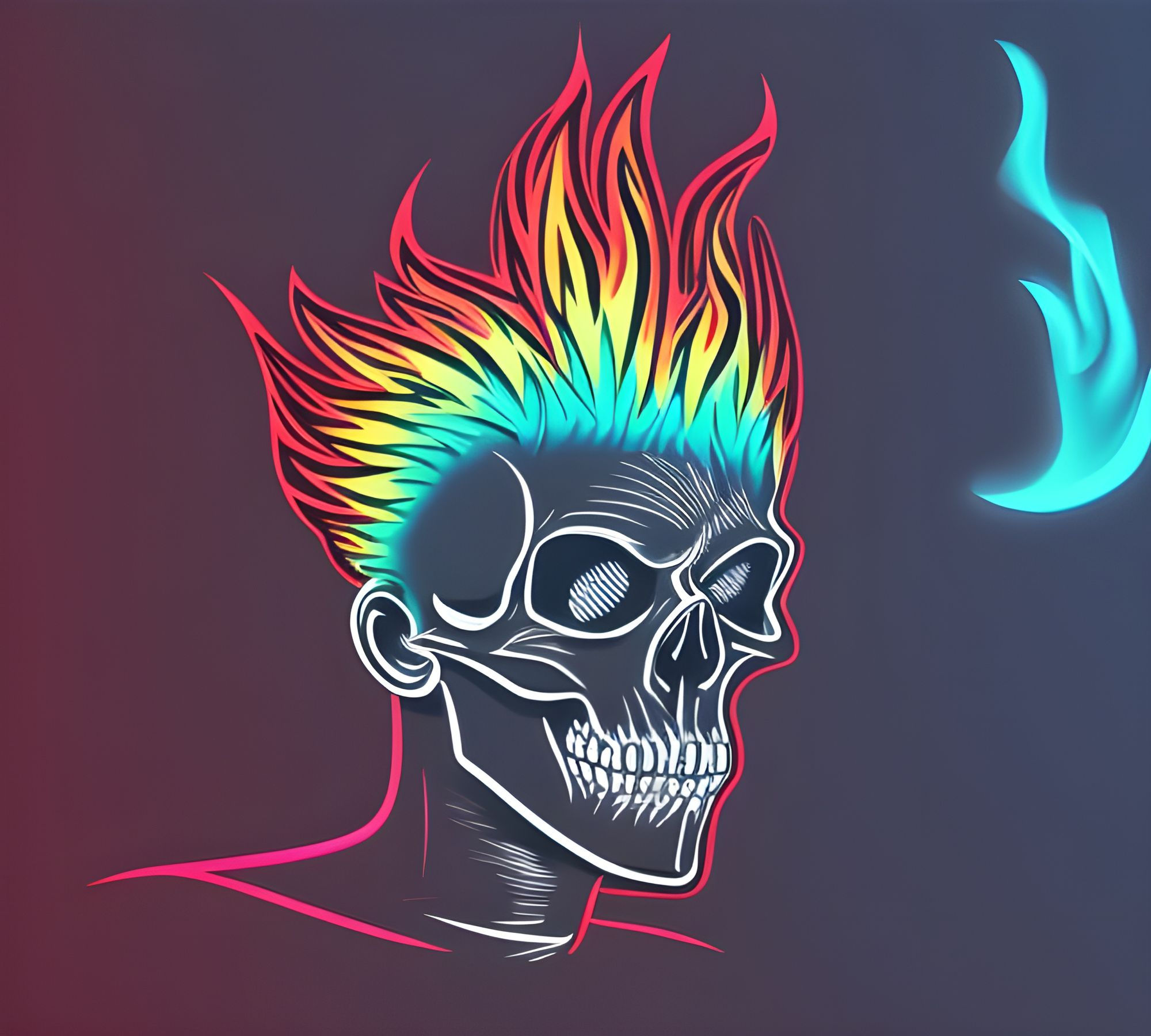 Wallpaper #BWe8C5MBSpphPi3-rNuv75 Neon Skull AI Generated Artwork Nightcafe Creator