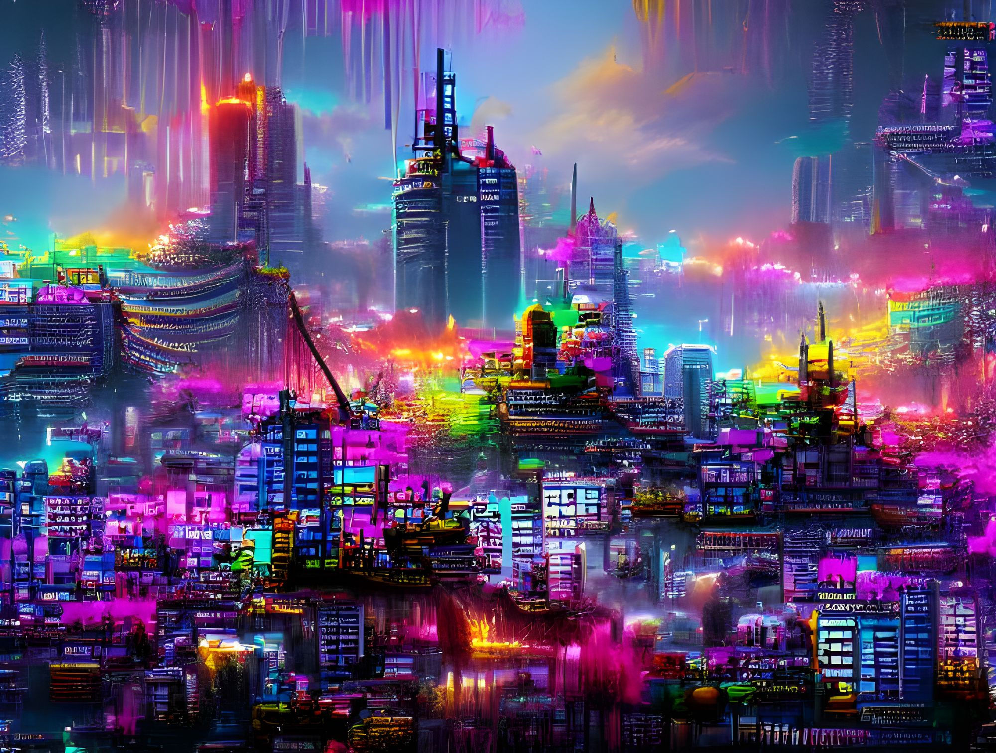 Wallpaper #aWjcHZMBSpphPi3-Yicj318 Cyberpunk Cityscape AI Generated Artwork Nightcafe Creator
