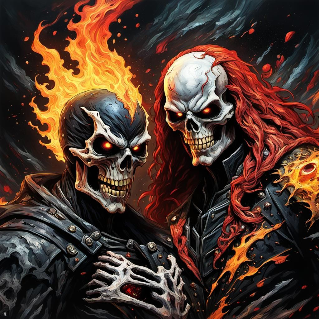 Wallpaper #kZ9MWpMBcUVgGJNoDLLw170 Spawn and Ghost Rider Hybrid AI Generated Artwork Nightcafe Creator