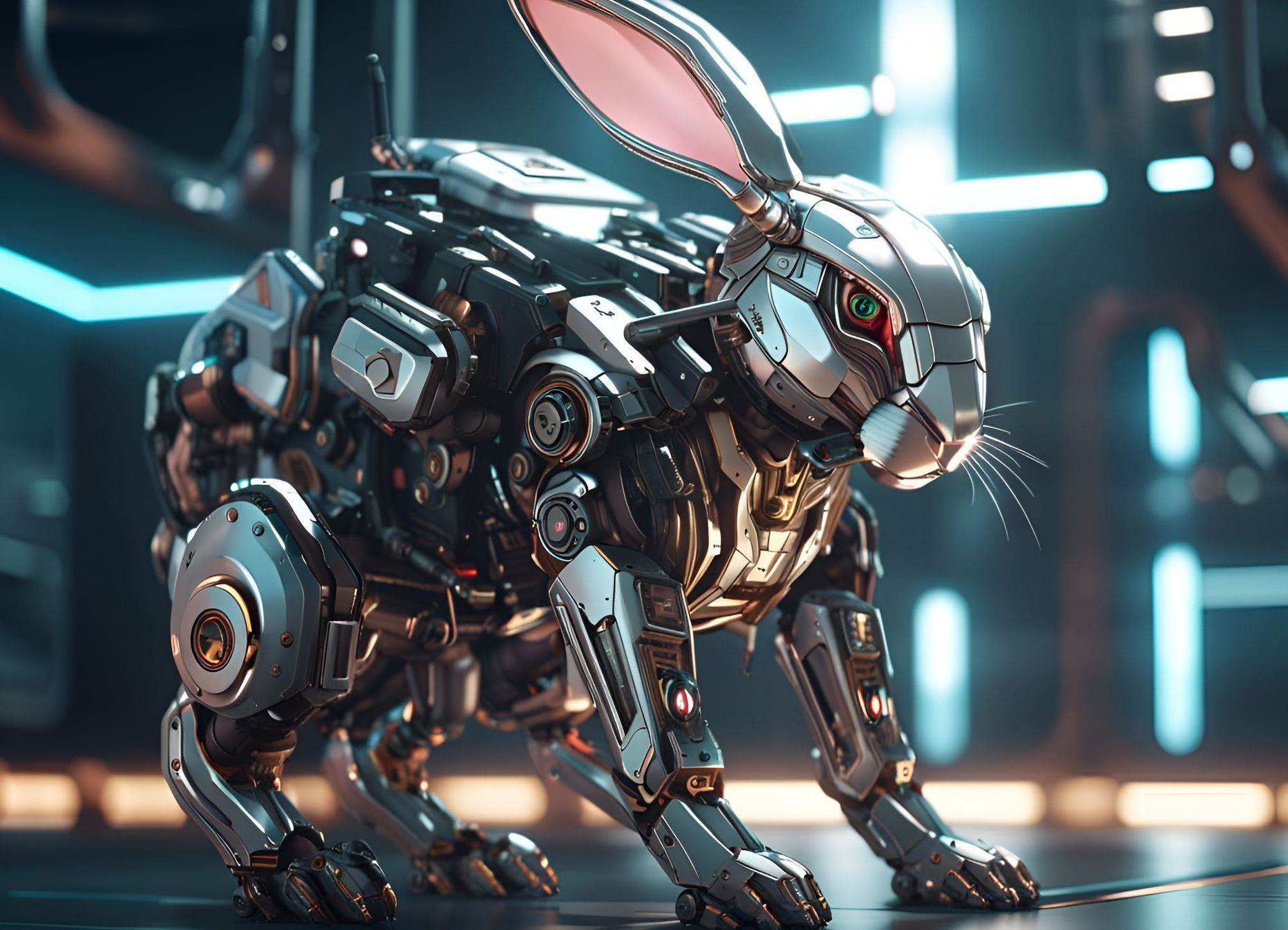 Wallpaper #qa3MMZMBKf019FdaUxGB261 A Cyberpunk Robot Rabbit AI Generated Artwork Nightcafe Creator