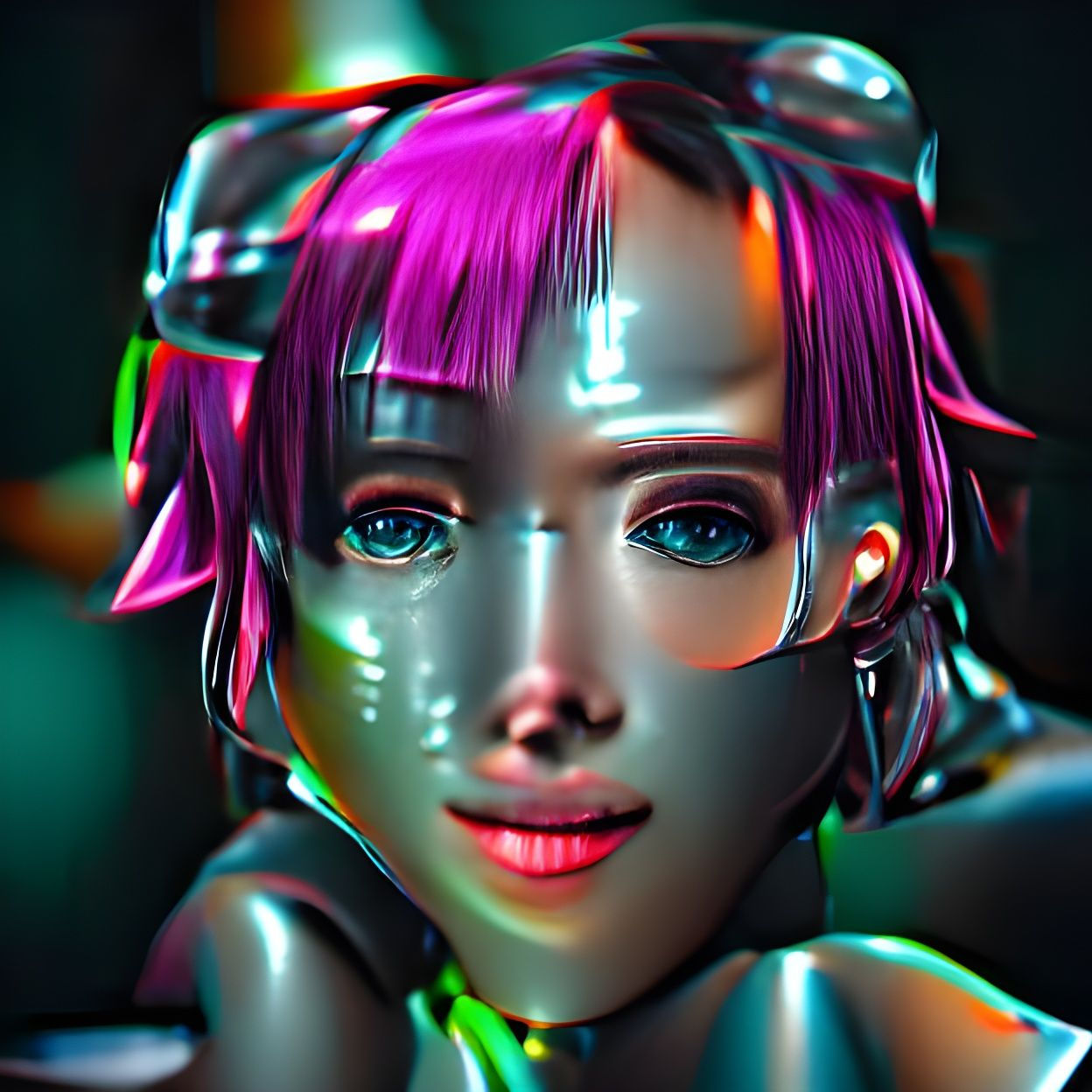 Wallpaper #TAwXM5MBbYDfZ-zd8mgS242 Robot Cyberpunk Girl AI Generated Artwork Nightcafe Creator