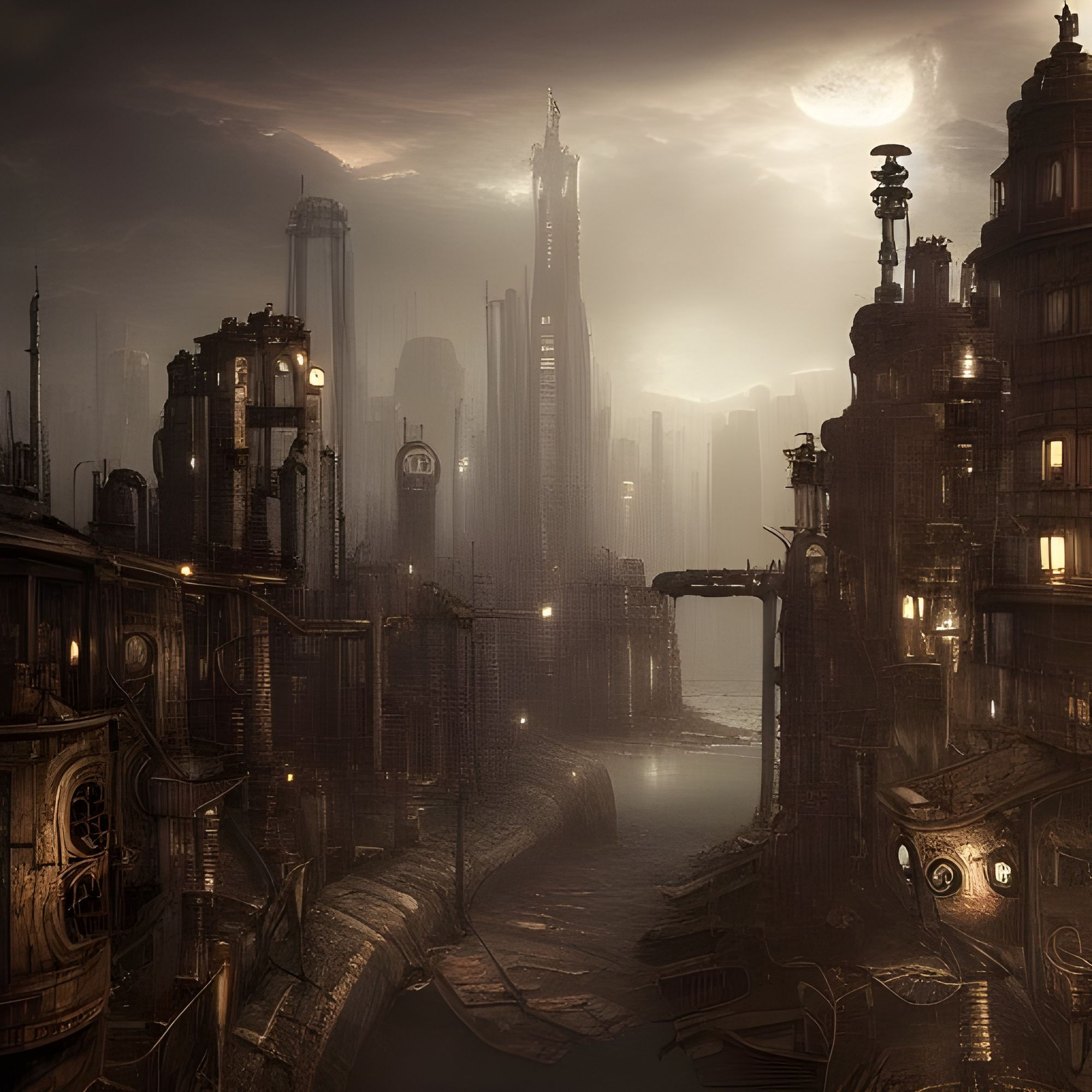 Wallpaper #NWcH9pIBSpphPi3-kYJt173 Steampunk Dystopia AI Generated Artwork Nightcafe Creator