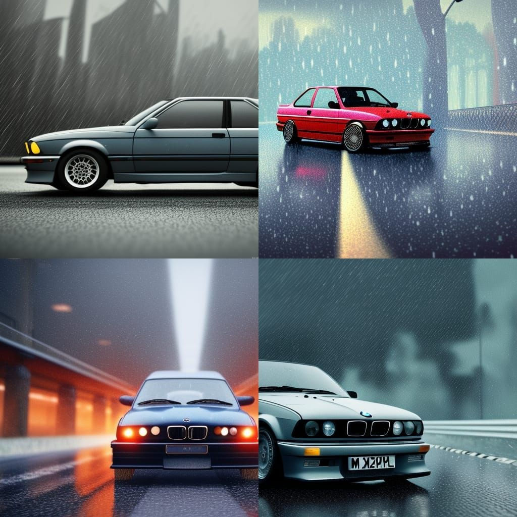Wallpaper #vLhw25IBJvJKYCmEE_b3171 90s BMW M3 in the Rain Speeding Down the Highway AI Generated Artwork