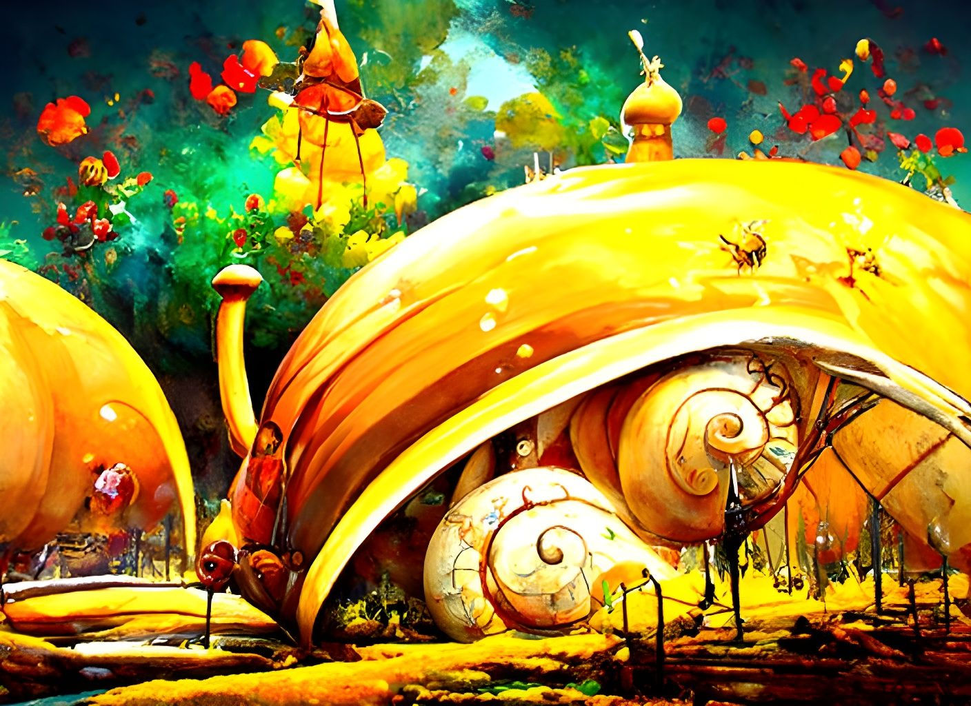 Wallpaper #7DE0NZMB5zzyi_yYk1WD148 A Steampunk Snail Honey Machine by Jean Baptiste Monge Leonardo Da