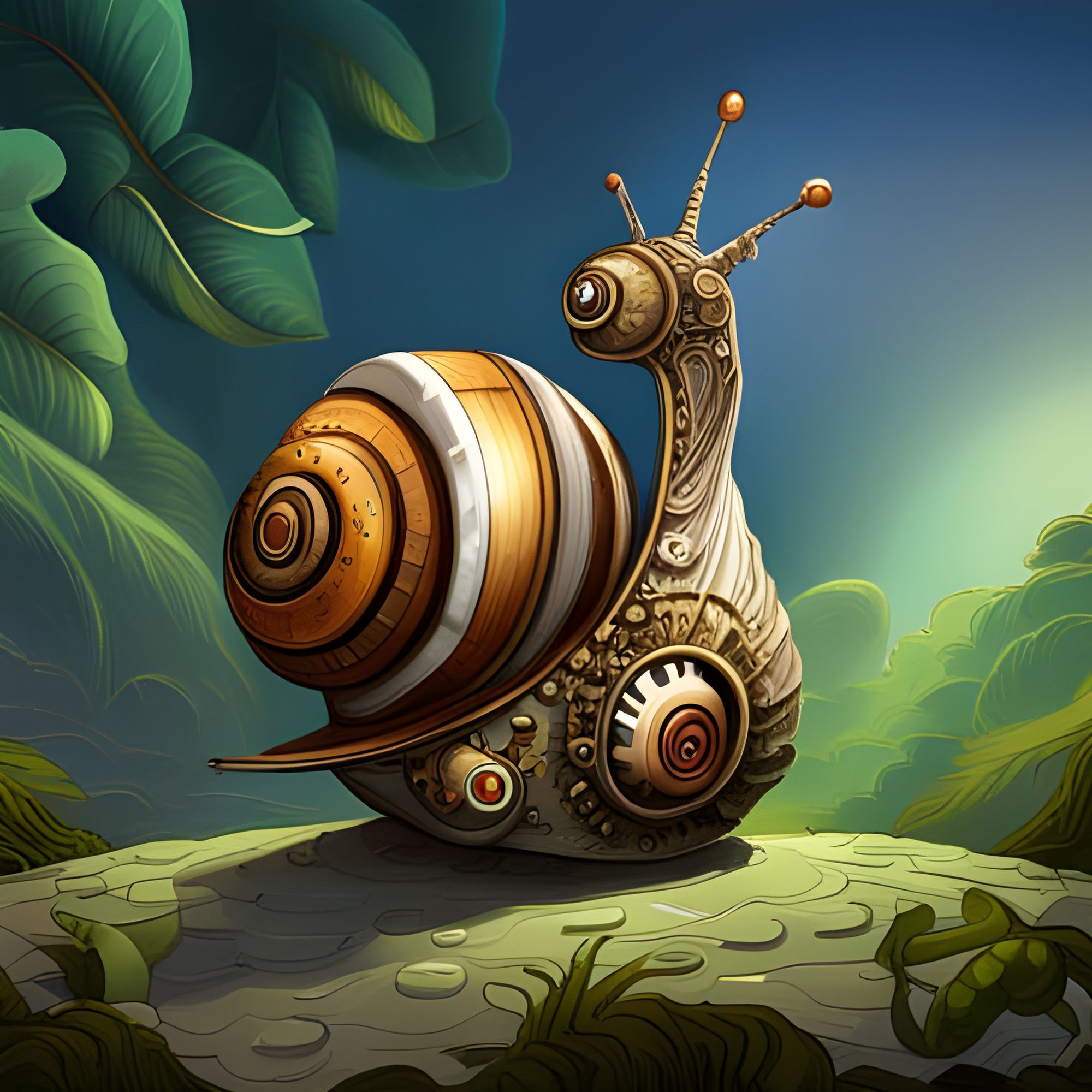 Wallpaper #7DE0NZMB5zzyi_yYk1WD59 Steampunk Snail AI Generated Artwork Nightcafe Creator