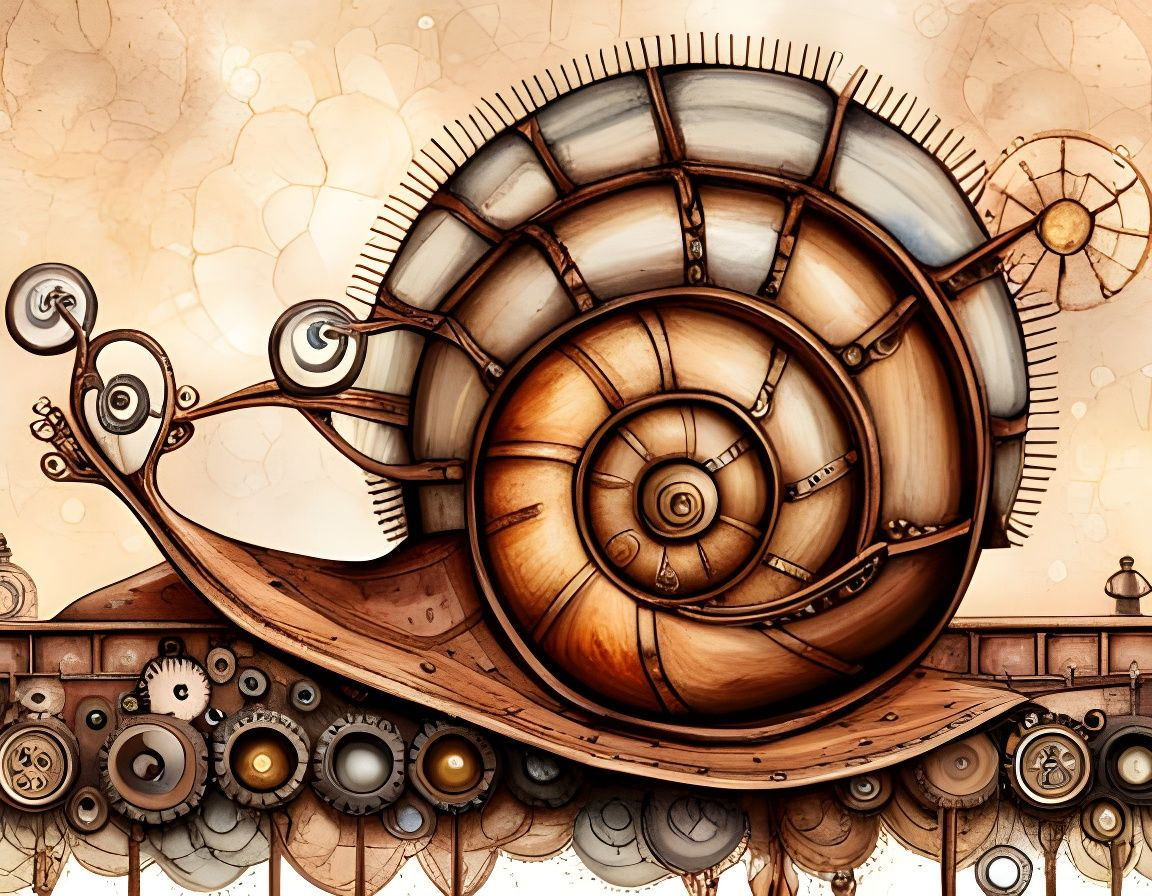 Wallpaper #7DE0NZMB5zzyi_yYk1WD90 Steampunk Snail AI Generated Artwork Nightcafe Creator