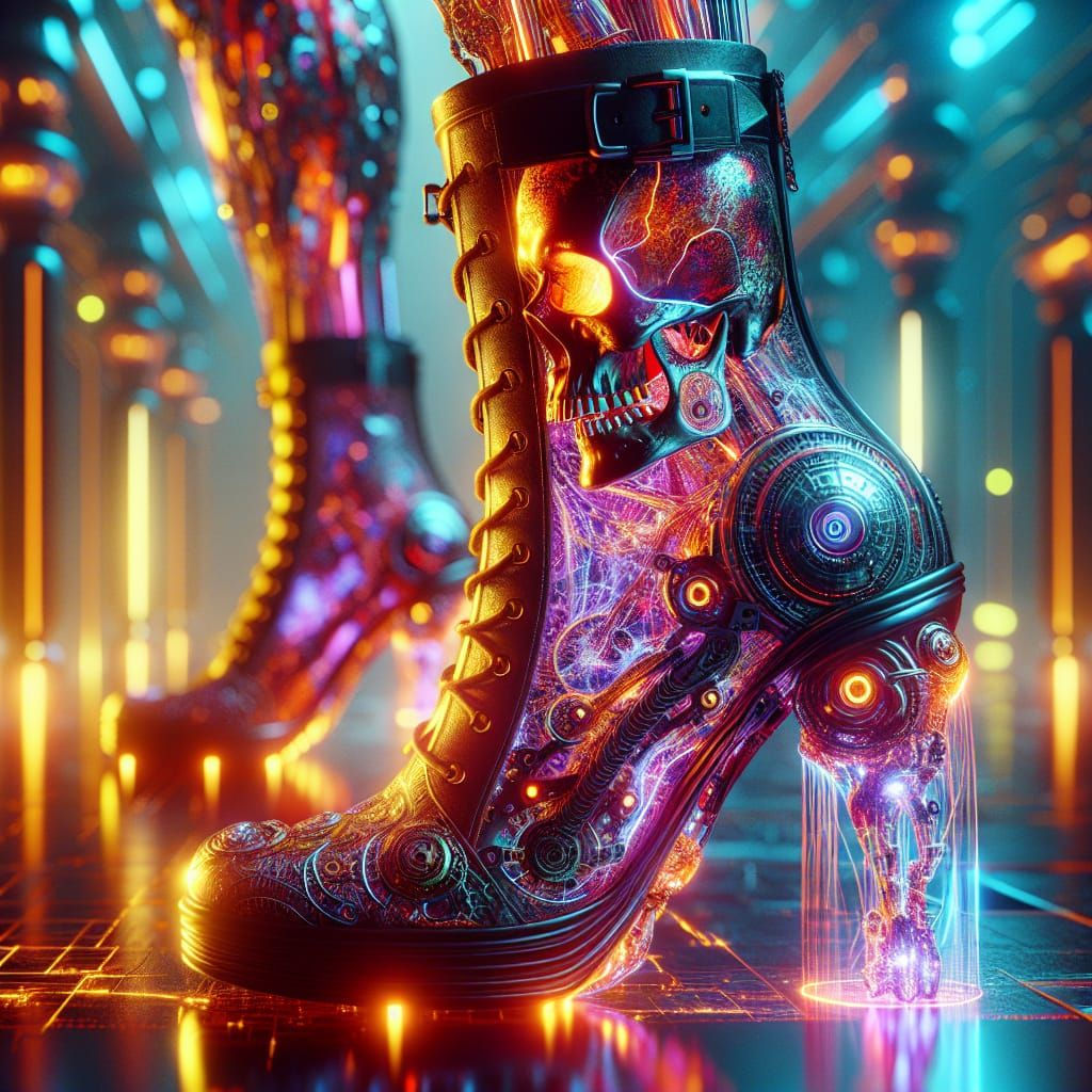 Wallpaper #pWinHpMBSpphPi3-rCnt161 Biomech Cyberpunk Skull Boots AI Generated Artwork Nightcafe Creator