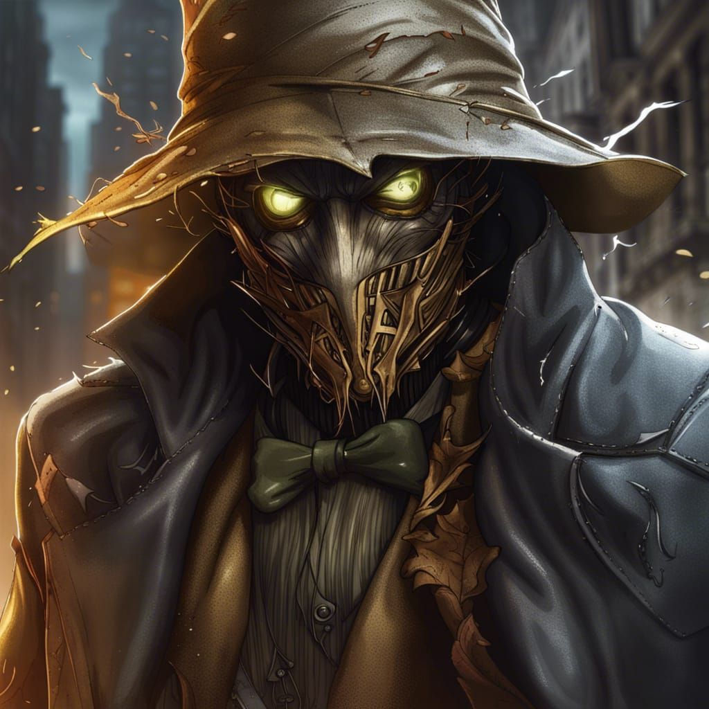 Wallpaper #p_DMfJcBi4JM6agGyB5B38 Scarecrow Deploying Fear Toxin Gas in Gotham Citys Streets AI