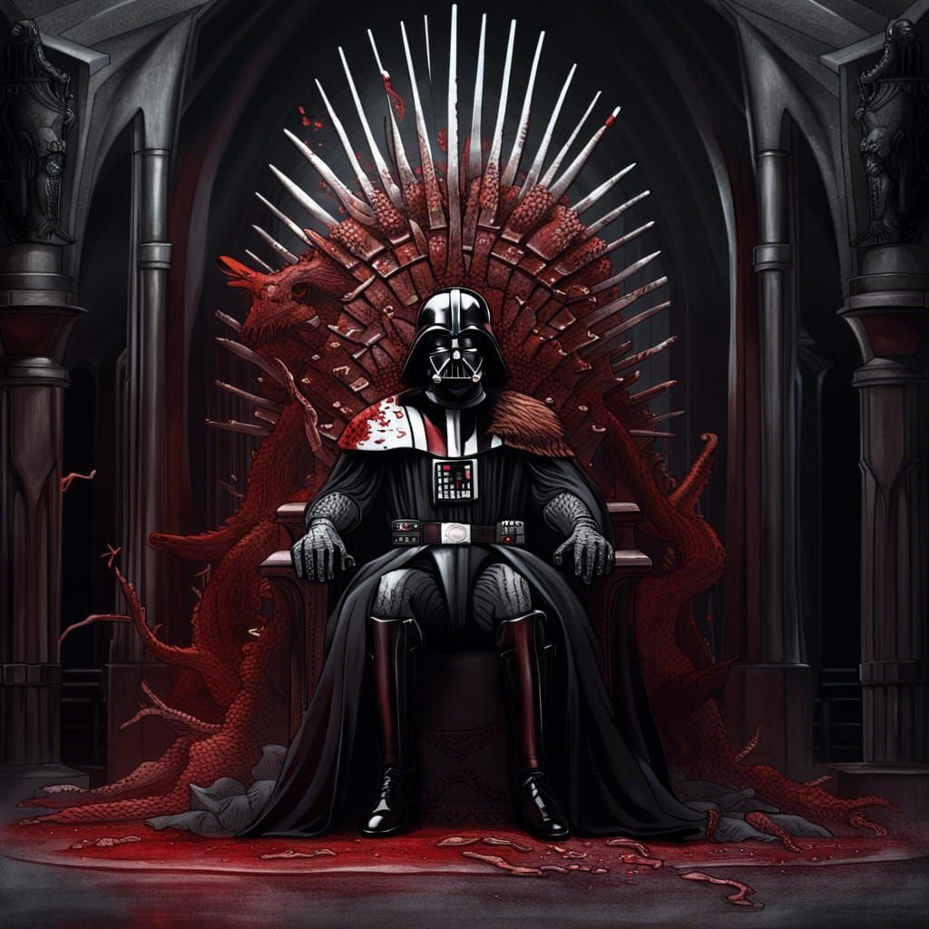 Wallpaper #J2cfA5MBSpphPi3-BbLr71 Darth Vader Covered in Blood from Star Wars Sitting on the Iron Throne