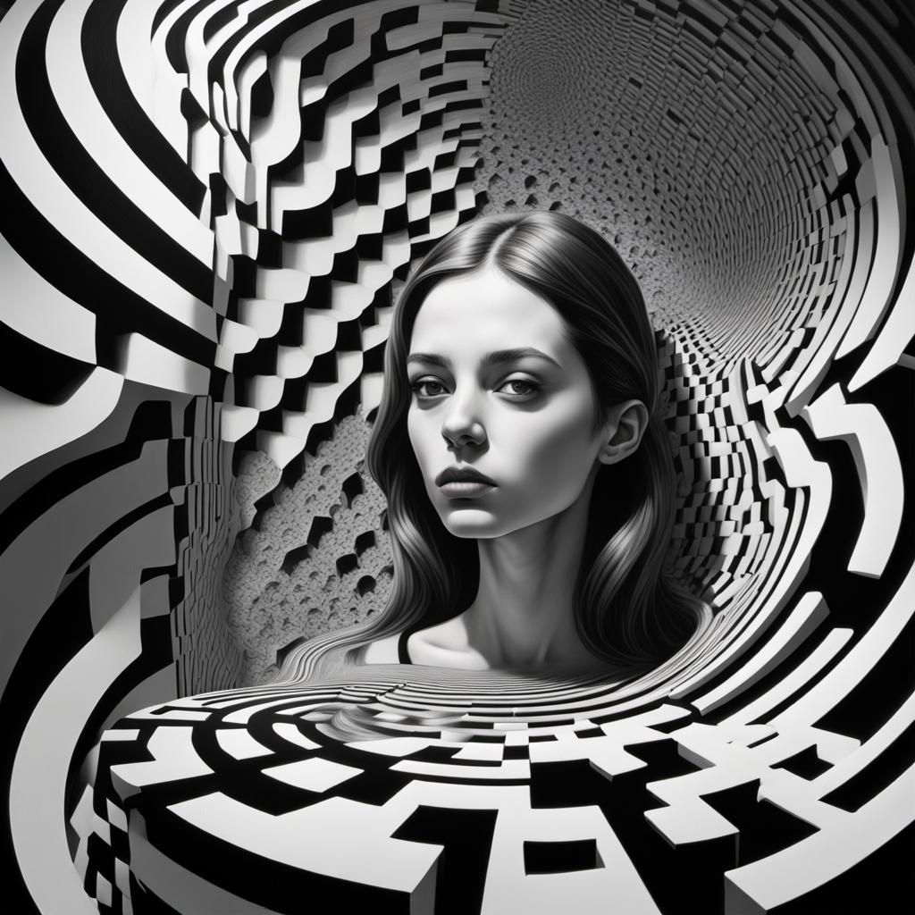 Wallpaper #NL0NpJcBxtB1RJ-K4LkL26 Op Art Black and White AI Generated Artwork Nightcafe Creator