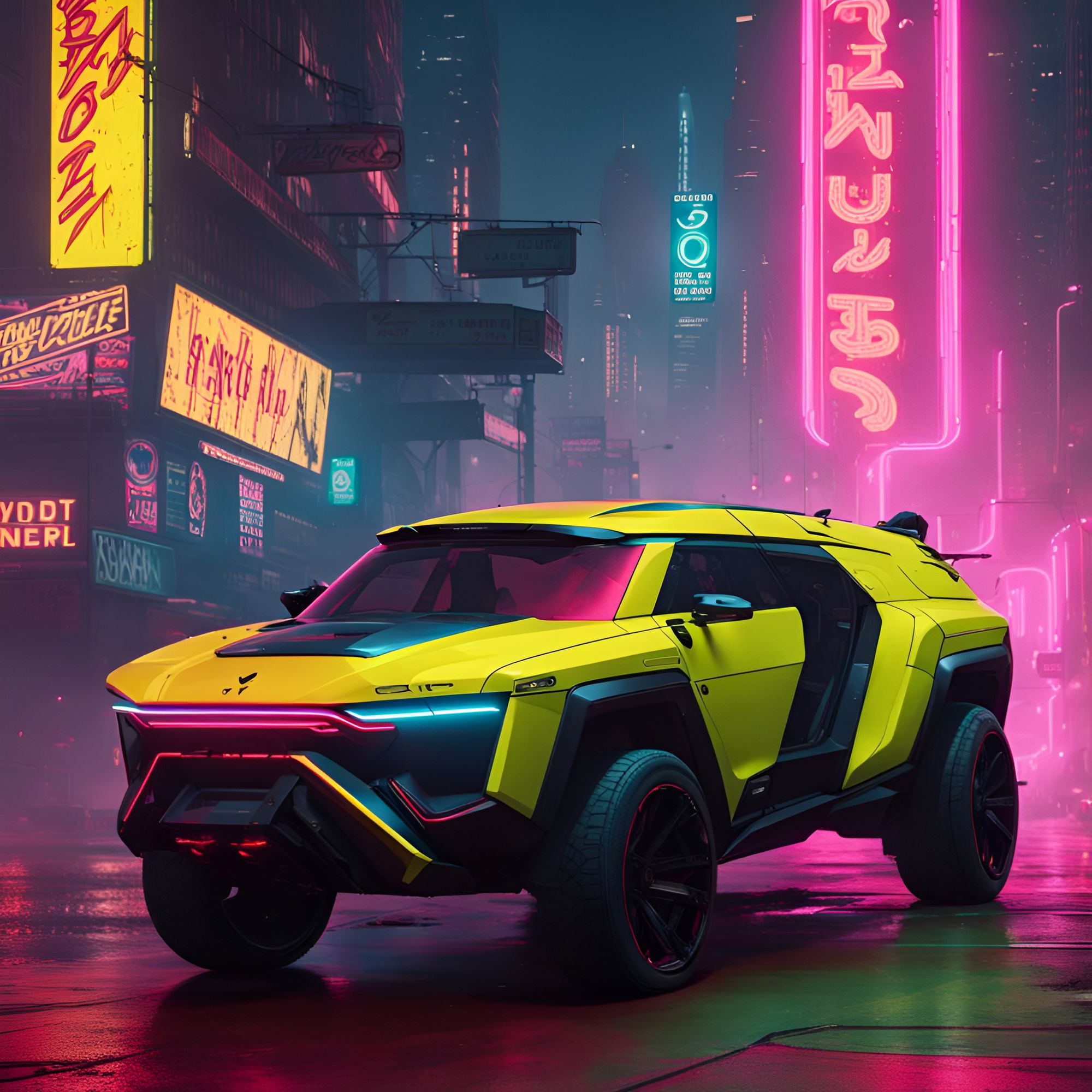 Wallpaper #WIL7P5MB0GiFKesM4sC323 Cyberpunk Style SUV AI Generated Artwork Nightcafe Creator