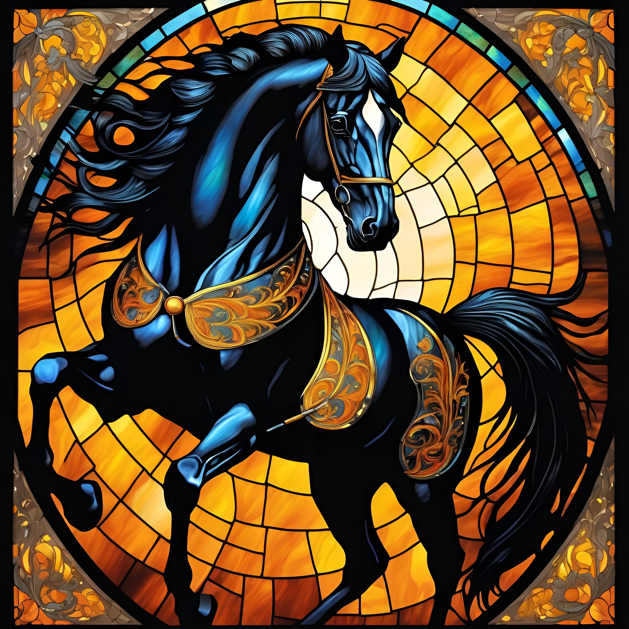 Wallpaper #-2cU-ZIBSpphPi3-KovY304 Black Horse Rearing AI Generated Artwork Nightcafe Creator