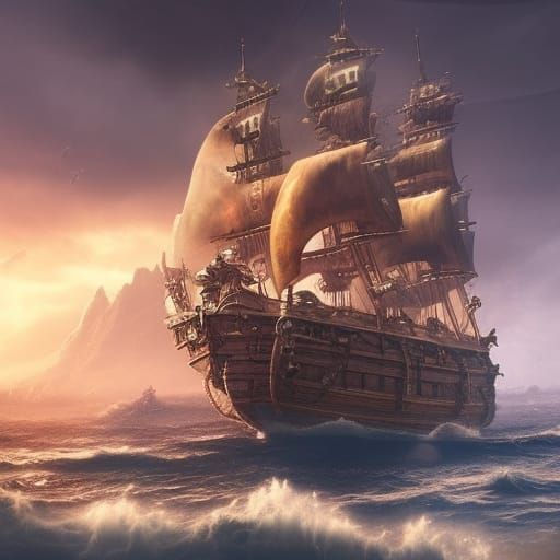 Wallpaper #5JxX4pIBZHQxiYari78Z179 Pirate Ship AI Generated Artwork Nightcafe Creator