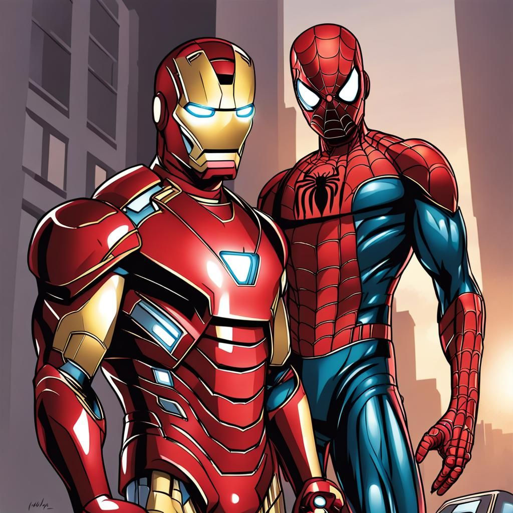 Wallpaper #EWf595IBSpphPi3-iIhx192 Iron Man and Spiderman AI Generated Artwork Nightcafe Creator