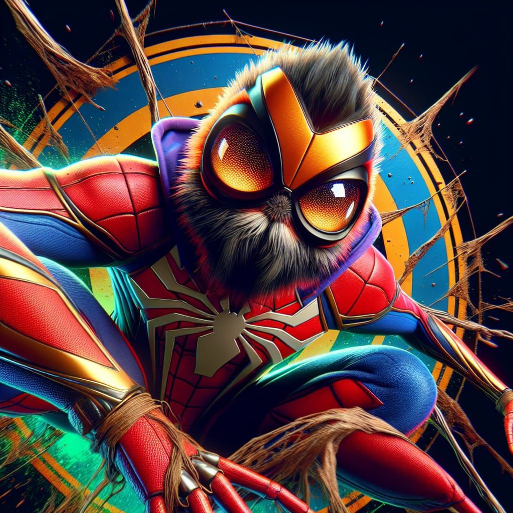 Wallpaper #EWf595IBSpphPi3-iIhx128 Jumping Spider Dressed as Spider Man AI Generated Artwork Nightcafe